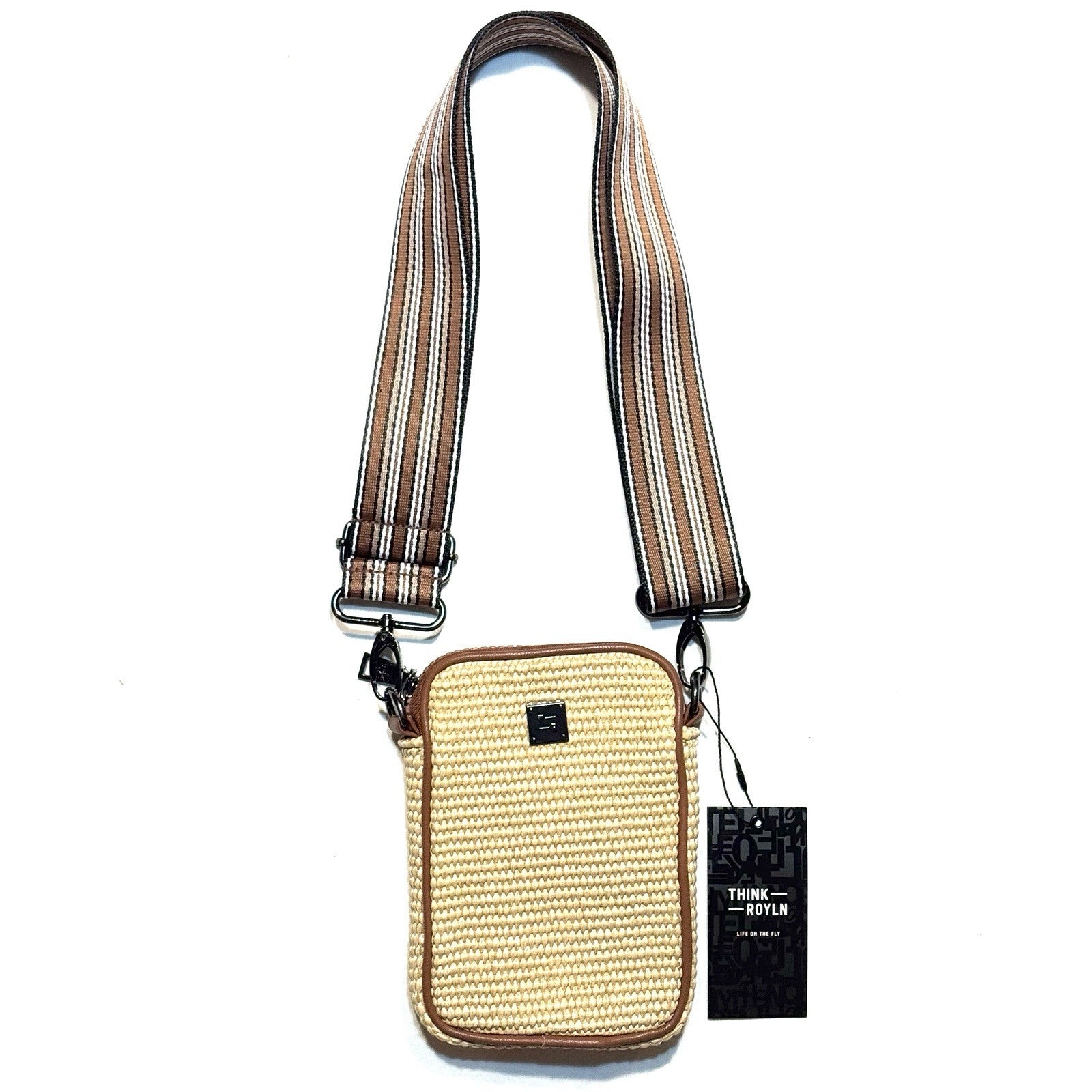THINK ROYLN Busy Signal Raffia Woven Shoulder Bag Beige (MSRP $98)