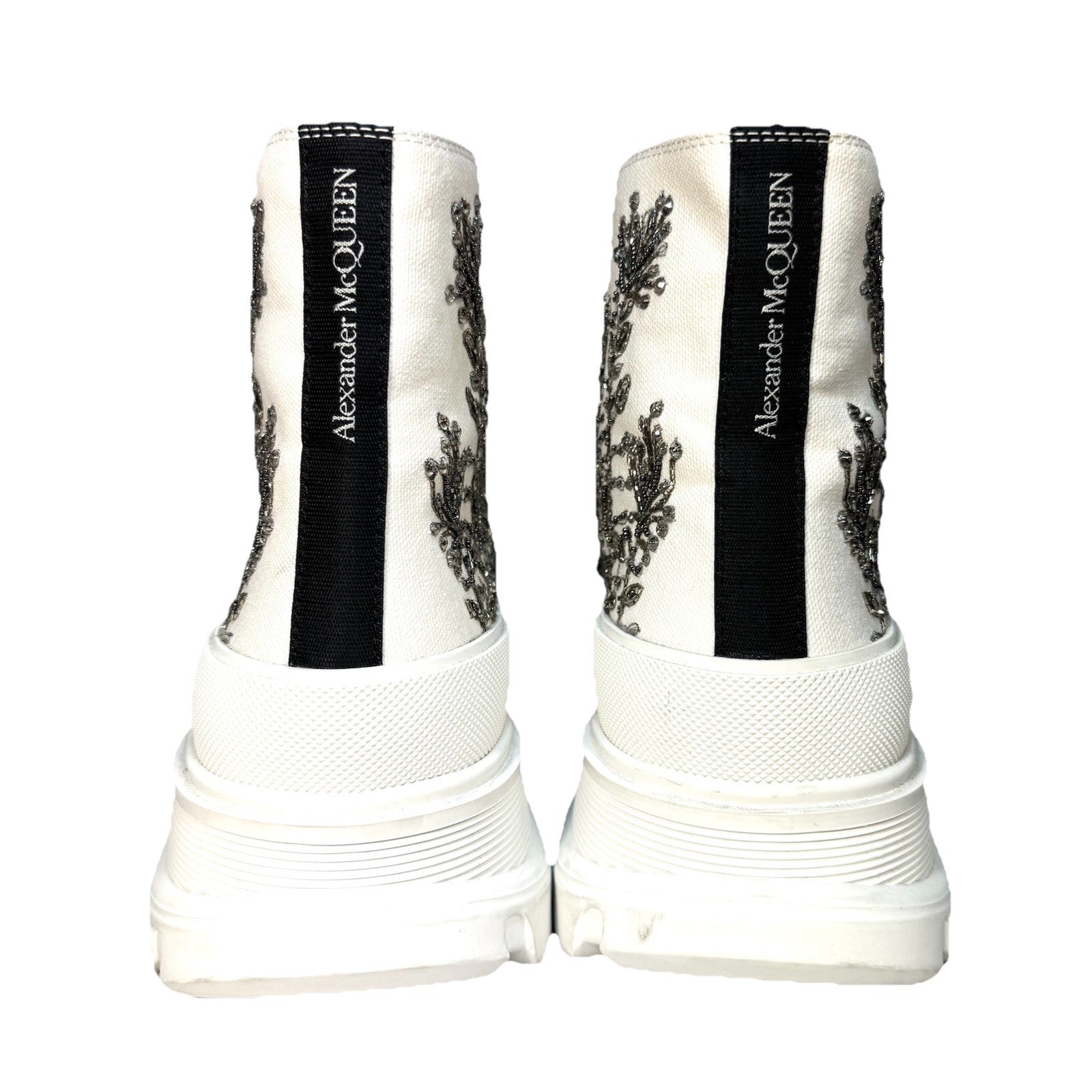 ALEXANDER MCQUEEN Mens Beaded Treadslick High Top Sneakers White 42 -MSRP $1,690