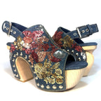 ALEXANDER MCQUEEN Womens Floral Beaded Denim Clog Mule Sandals 36 (MSRP $3,360)