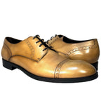 ERMENEGILDO ZEGNA Mens Siena Flex Leather Oxford Shoes Beige Tan (MSRP $760)