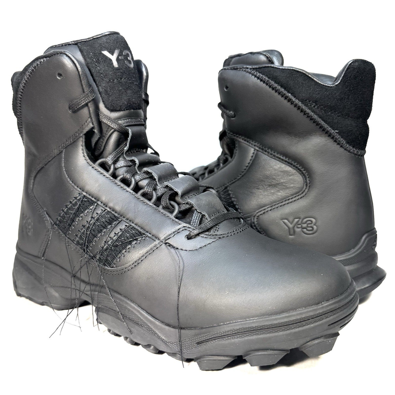 Y-3 Adidas Mens GSG9 Leather Lace Up High Top Sneaker Boots Black (MSRP $400)