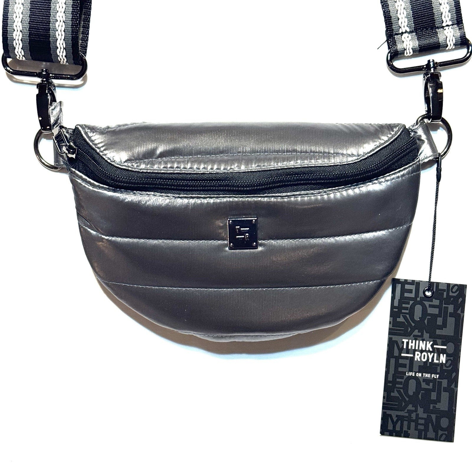 THINK ROYLN Shining Star Crossbody Waist Bag Liquid Charcoal Grey (MSRP $108)