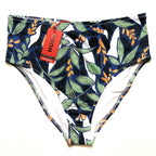 HUGO BOSS Womens Blooms Floral Print High Waist Bikini Bottom Black L