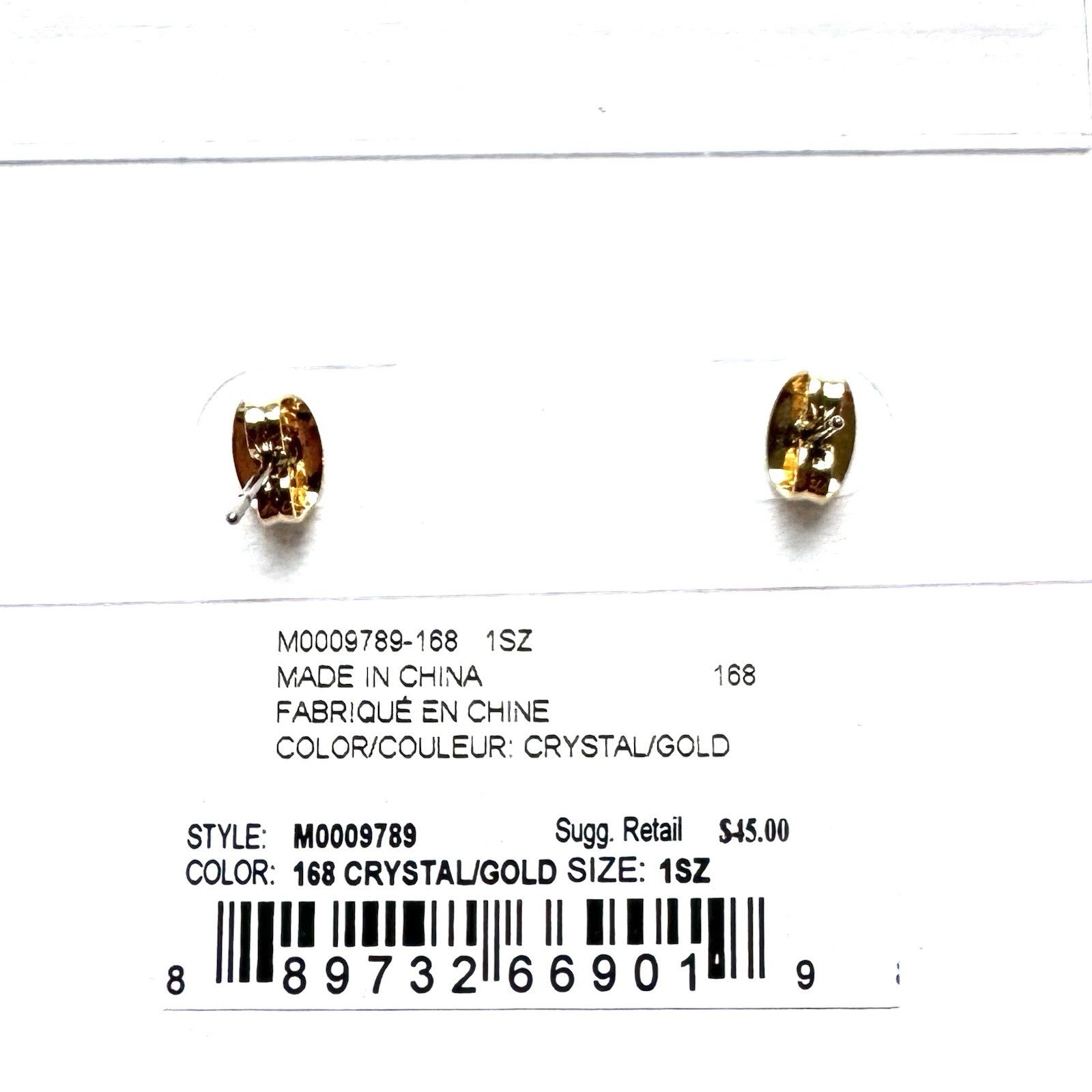 MARC JACOBS Womens Disc Jeweled Engraved Stud Earrings Gold (MSRP $45)