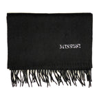 MISSONI Mens Womens Wool Fringe Scarf Neutral Logo Black Gray Red