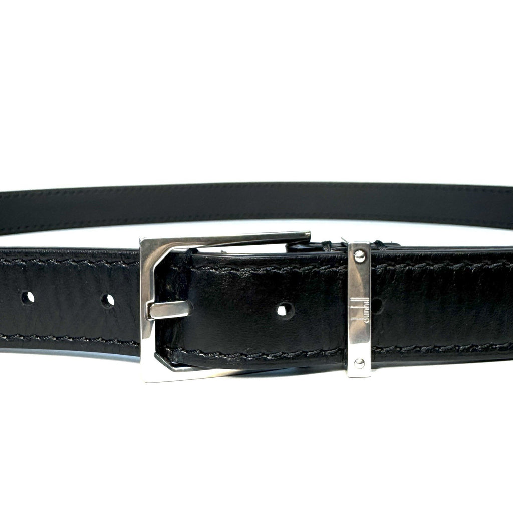 DUNHILL Mens 30mm TG Lock Buckle Calf Leather Belt Black 110 (MSRP $375)