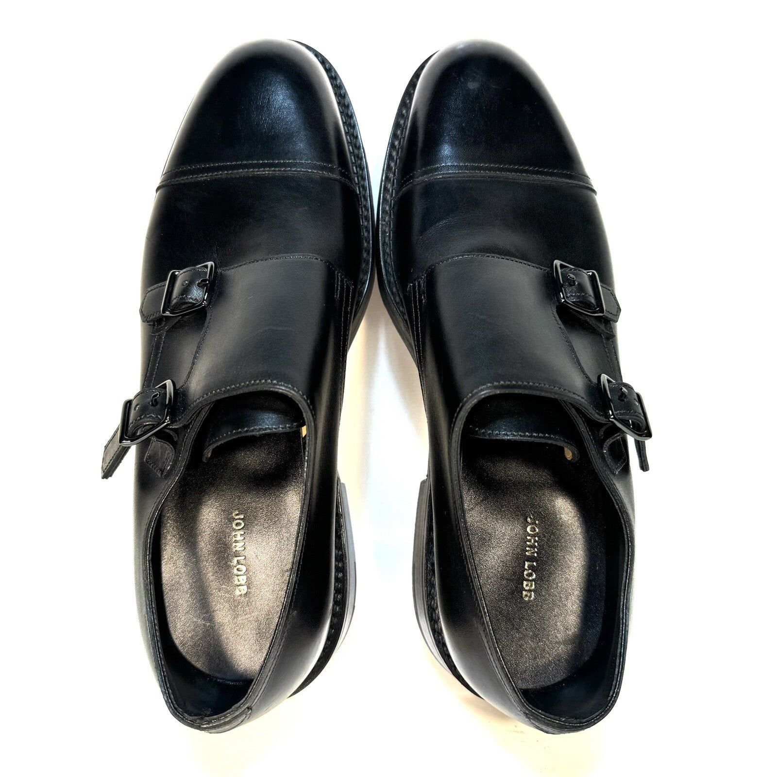 JOHN LOBB Mens William Monkstrap Calf Leather Shoes Black 7.5 (MSRP $1,780)