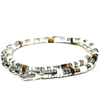 JOHN HARDY Mens .925 Silver 5mm Colorblock Tiger Eye Howlite Choker Necklace