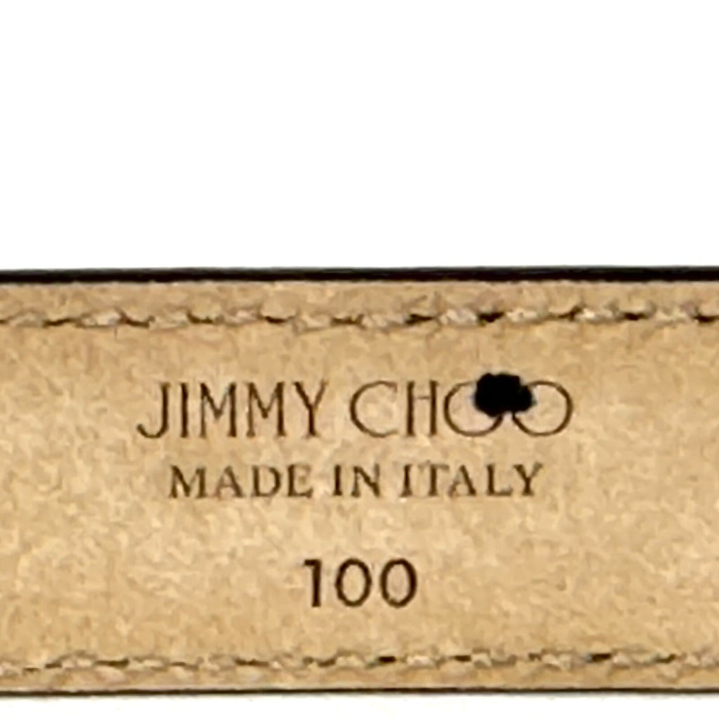 JIMMY CHOO Womens Mini Helina Snakeskin Embossed Logo Slim Belt Black -MSRP $450