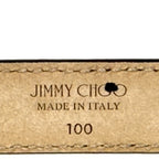 JIMMY CHOO Womens Mini Helina Snakeskin Embossed Logo Slim Belt Black -MSRP $450