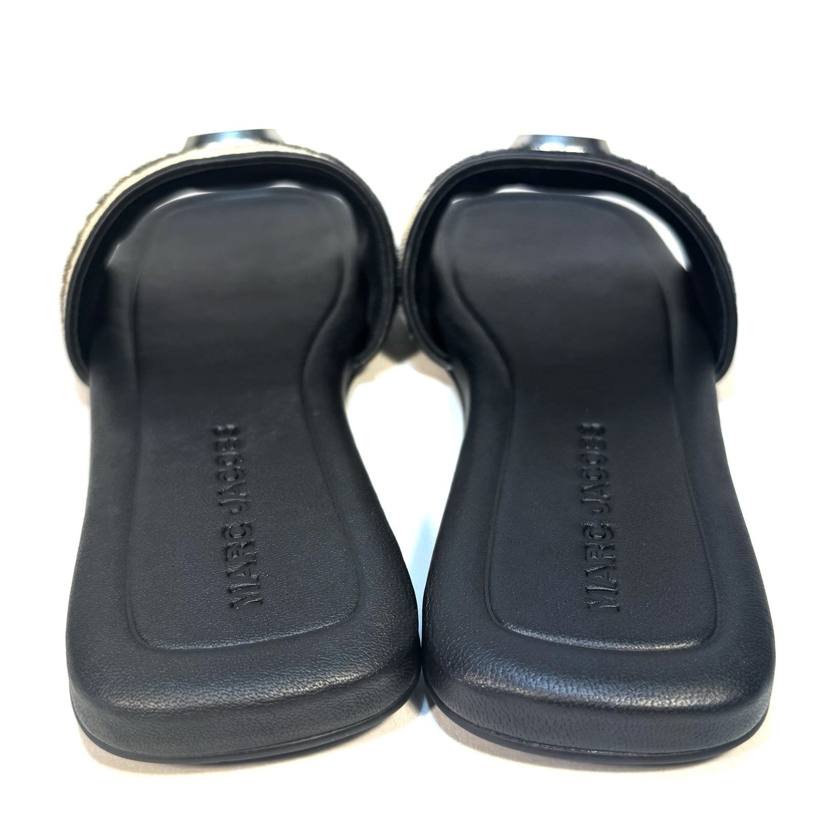 MARC JACOBS Womens J Logo Zebra Pony Hair Slide Sandals Black (MSRP $250)