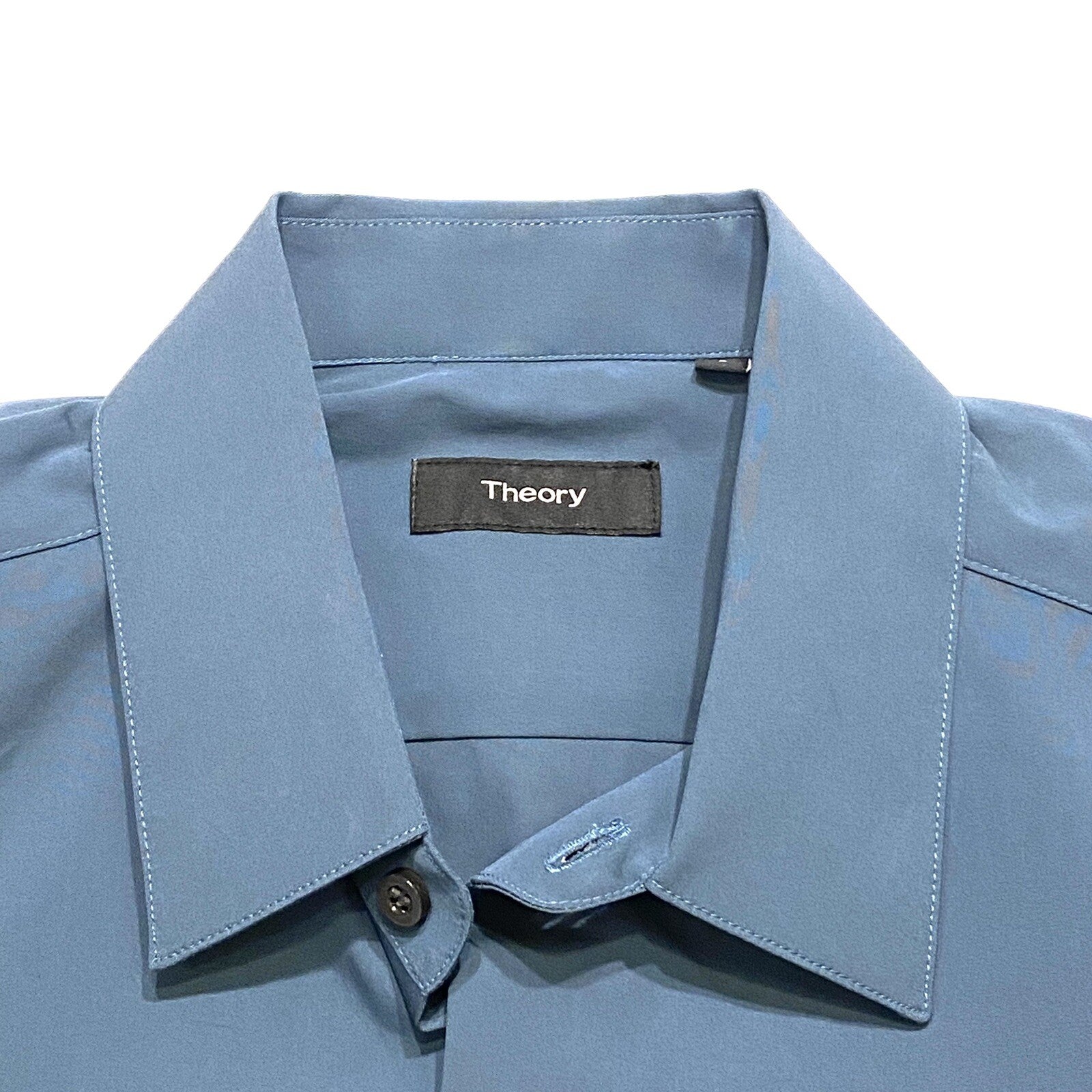THEORY Mens Short Sleeve Button Down Shirt Cobalt Blue