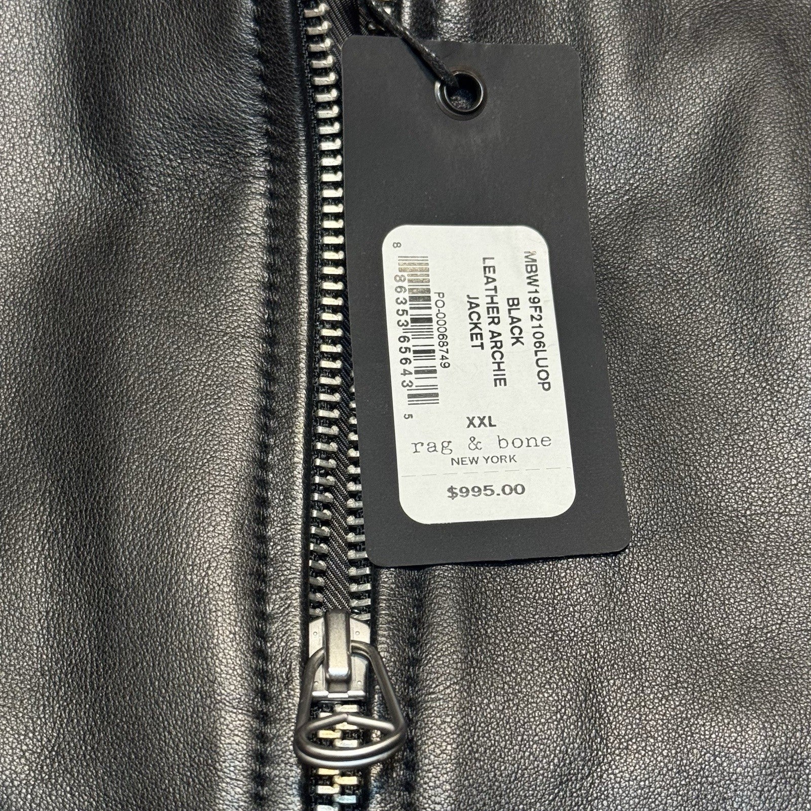 RAG & BONE Mens Archie Lamb Leather Zip Bomber Jacket Black XXL (MSRP $995)