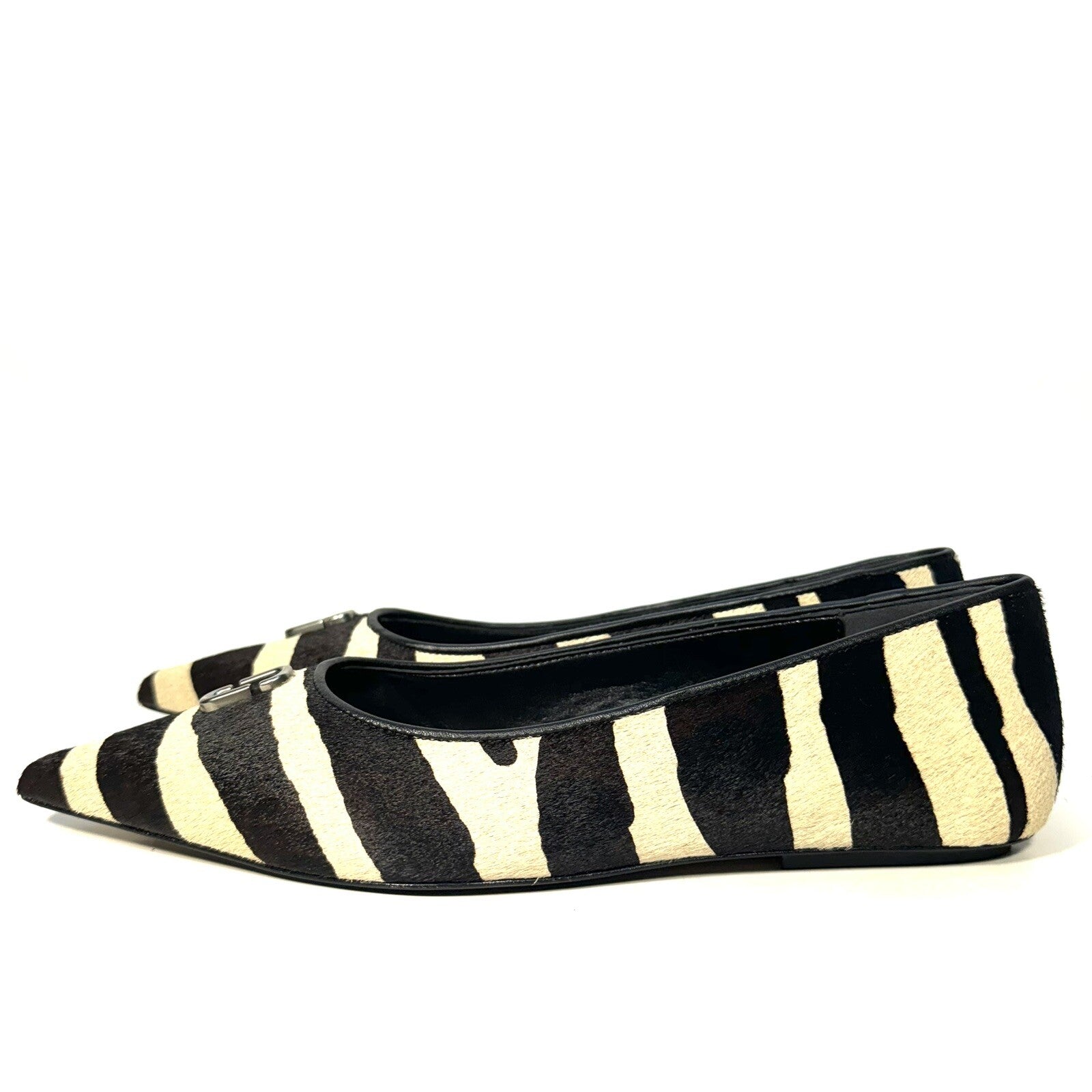 MARC JACOBS Womens The Pointy Toe Ballerina Flats Zebra Pony Hair (MSRP $295)