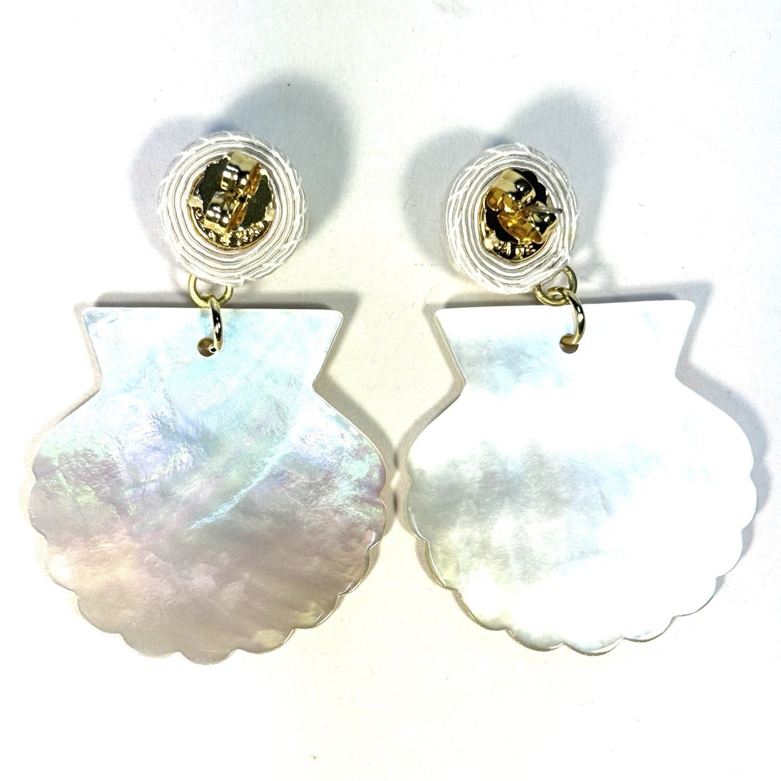 REBECCA DE RAVENEL Ariel Mother Of Pearl Shell Post Back Earrings (MSRP $250)