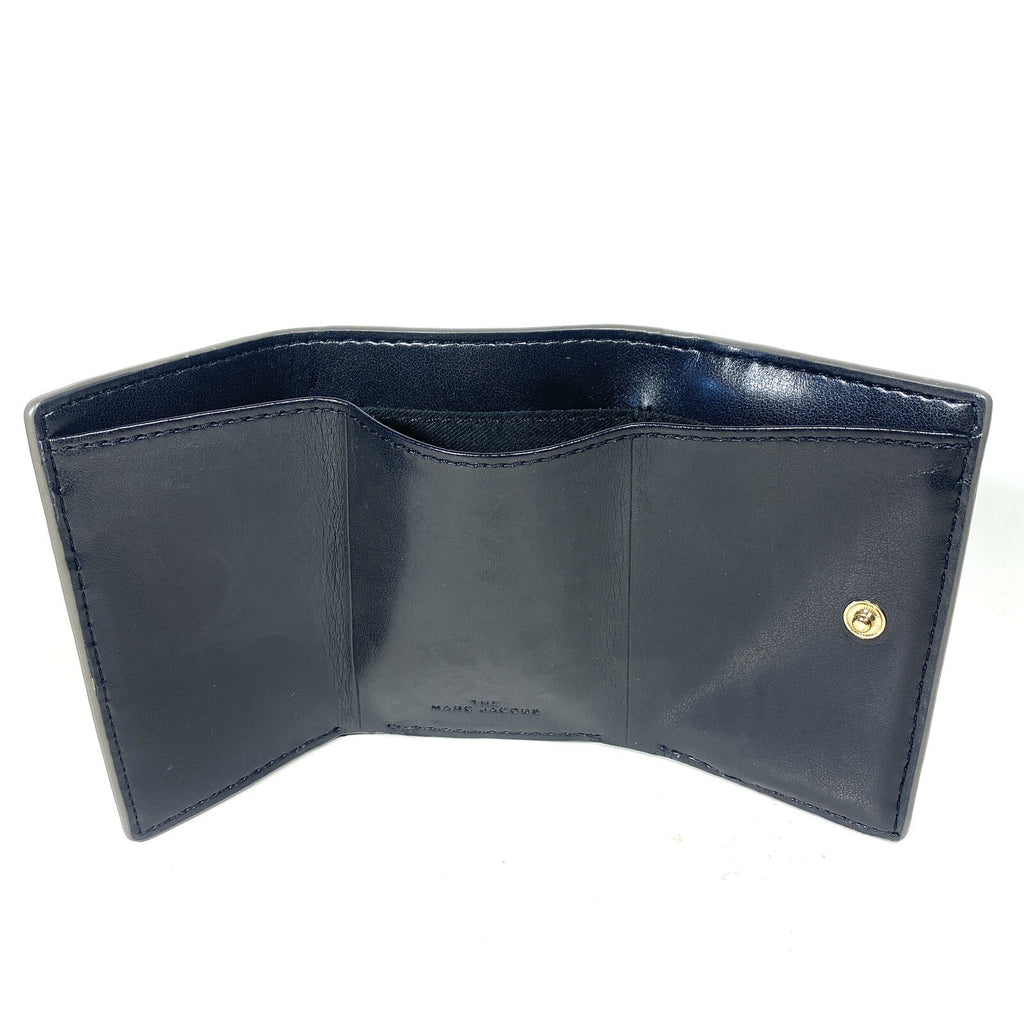 MARC JACOBS J Logo Leather Trifold Snap Mini Wallet Cement Grey (MSRP $125)