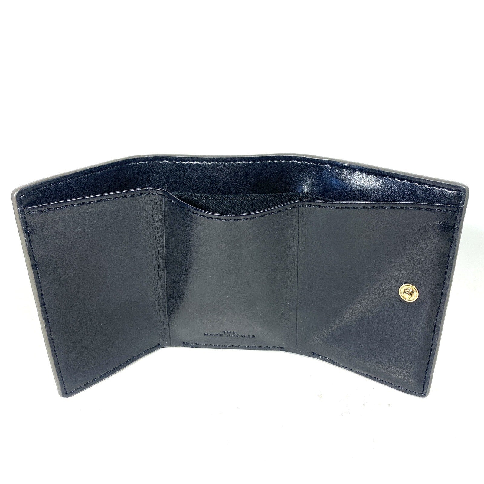 MARC JACOBS J Logo Leather Trifold Snap Mini Wallet Cement Grey (MSRP $125)
