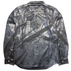 HELMUT LANG Mens Foil Jean Shirt Jacket Metal Crash Distressed Black (MSRP $695)