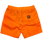 MCM Mens Logo Tab Swim Shorts Trunks Neon Orange (MSRP $330)