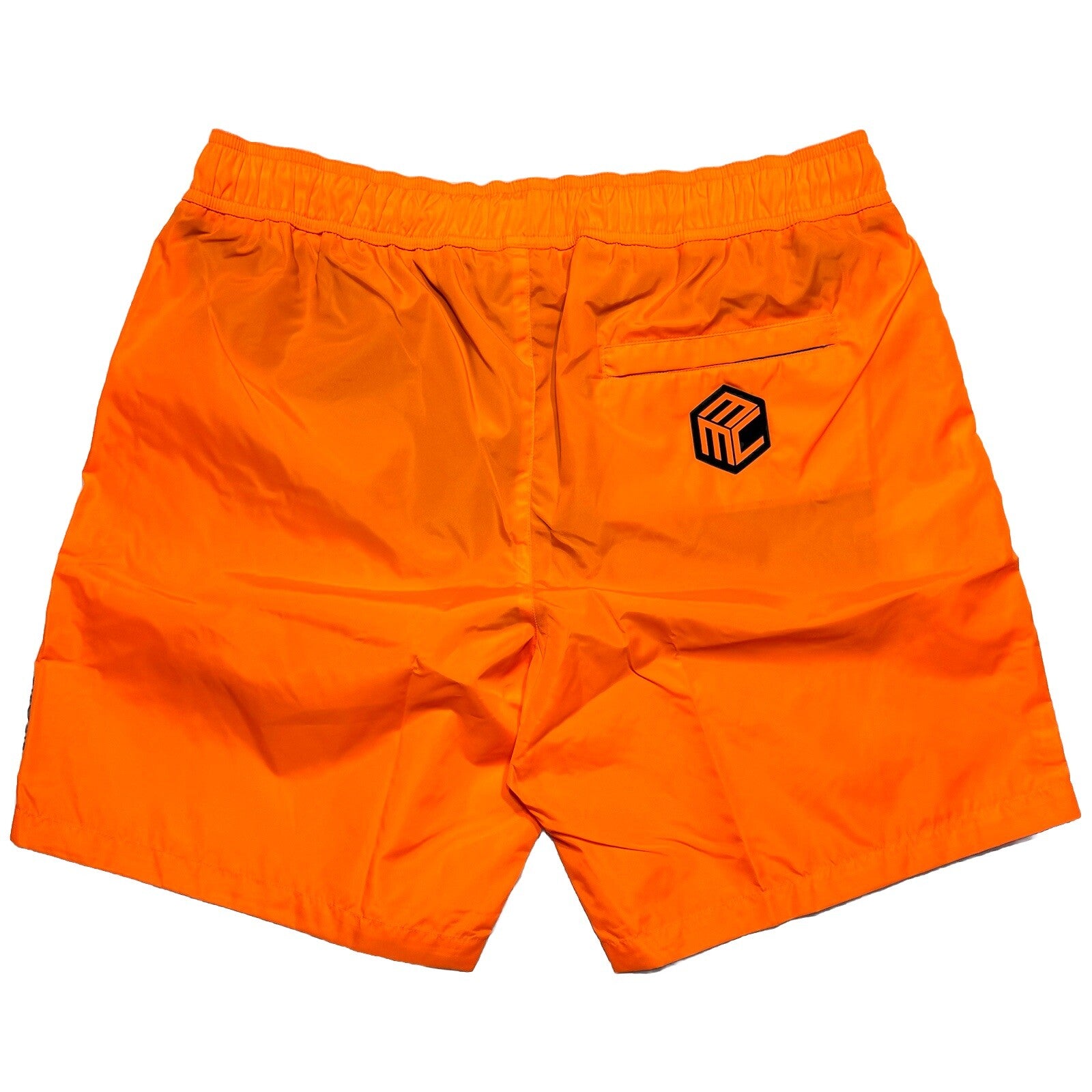 MCM Mens Logo Tab Swim Shorts Trunks Neon Orange (MSRP $330)
