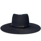 JANESSA LEONE Womens Beck Wool Leather Trim Fedora Hat Black L (MSRP $337)