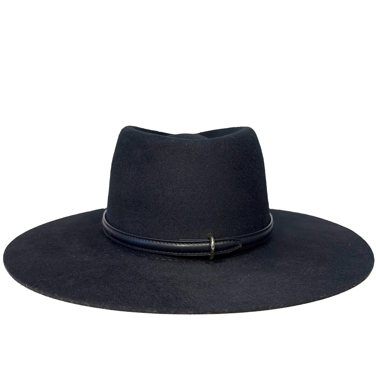 JANESSA LEONE Womens Beck Wool Leather Trim Fedora Hat Black L (MSRP $337)