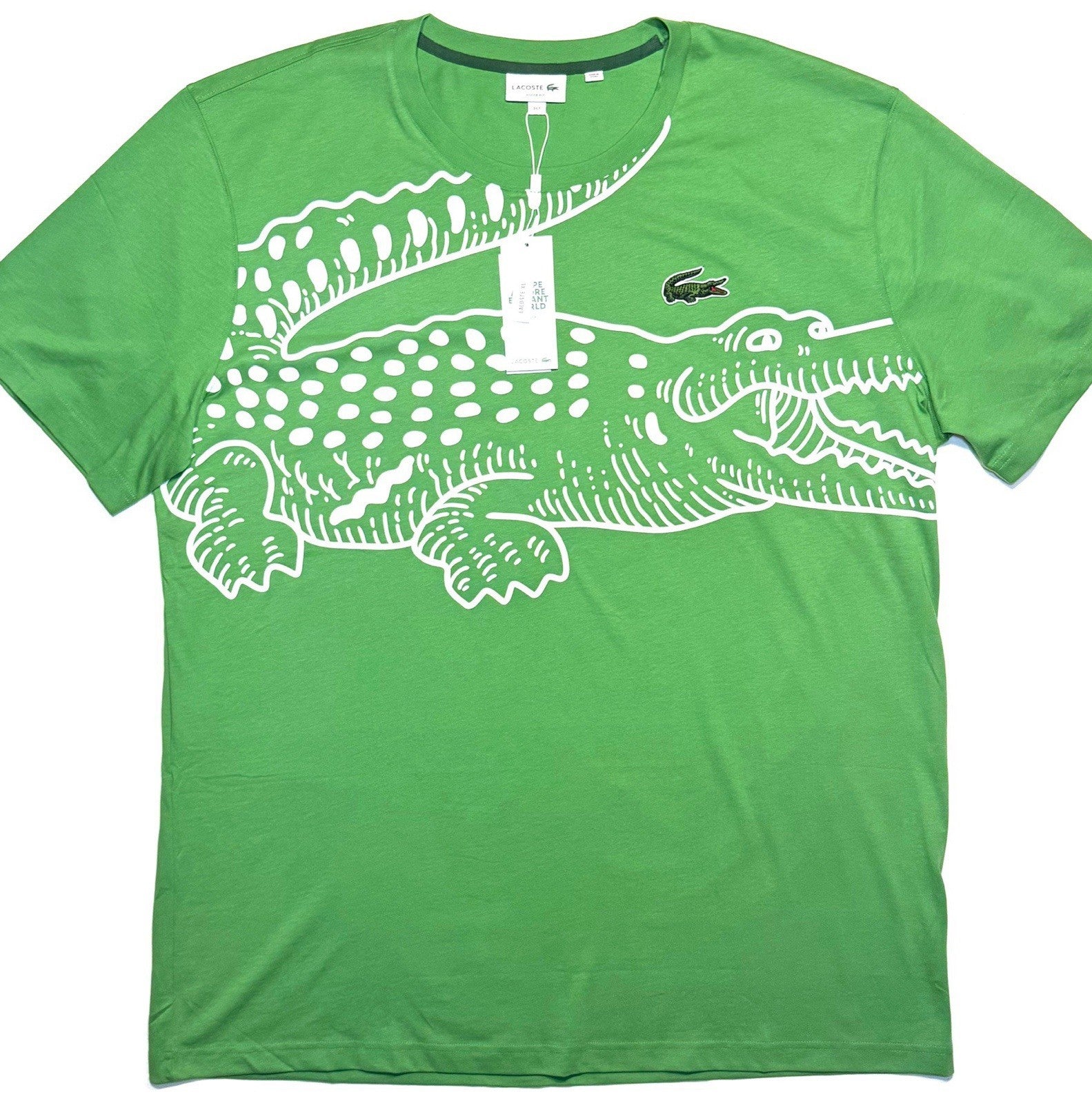 LACOSTE Mens Big and Tall Logo Graphic Croc Loose Fit T Shirt Green (MSRP $90)