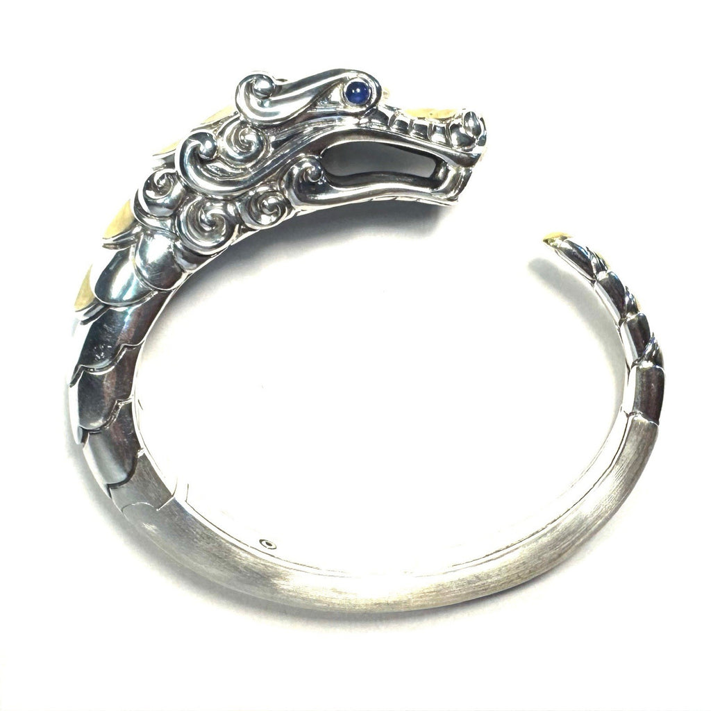 JOHN HARDY Womens 18k Gold .925 Silver Naga Dragon Cuff Bracelet M (MSRP $2,495)