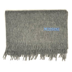 MISSONI Mens Womens Wool Fringe Scarf Blue Logo Navy Gray Beige