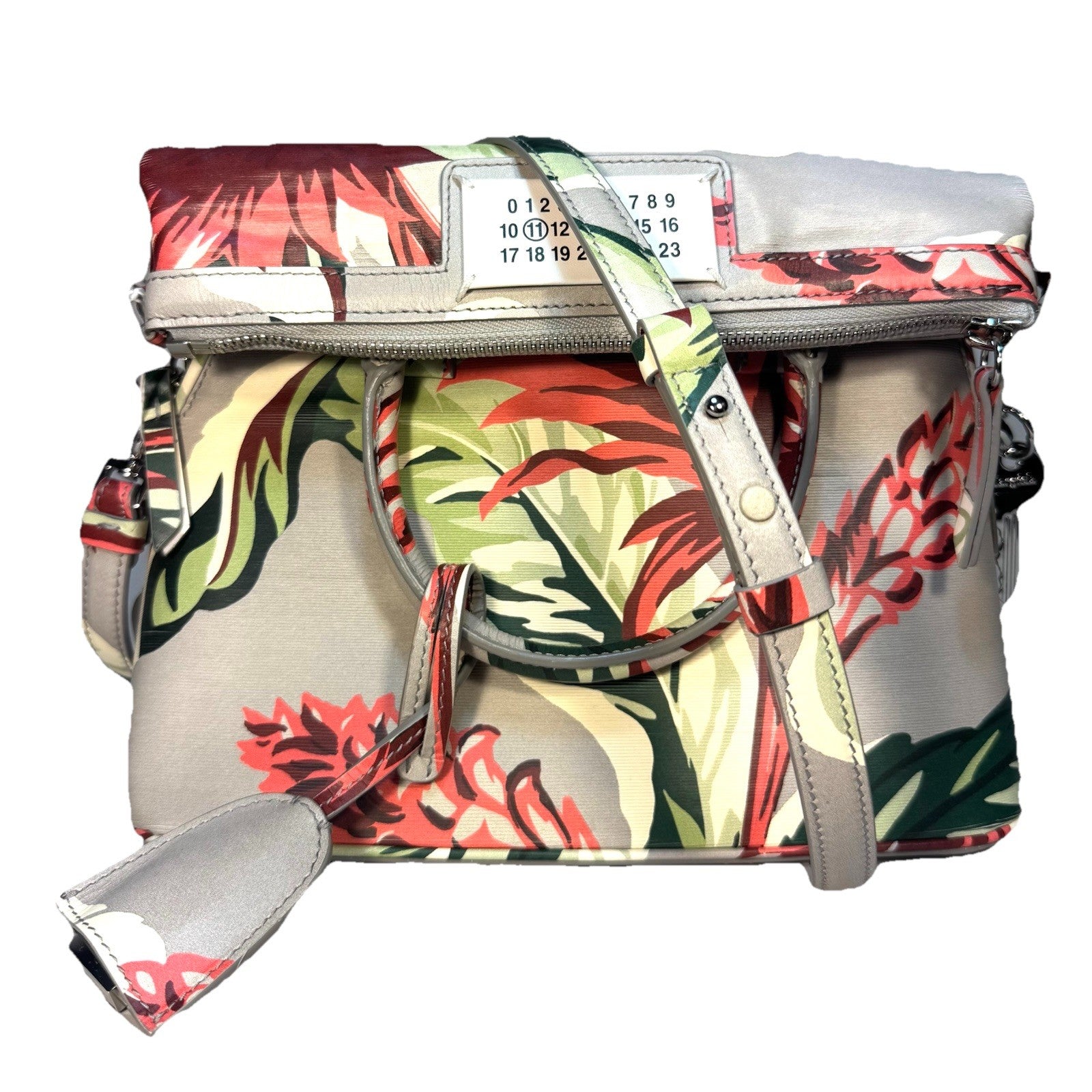 MAISON MARGIELA Womens 5AC Floral Leather Crossbody Bag Grey (MSRP $2,280)