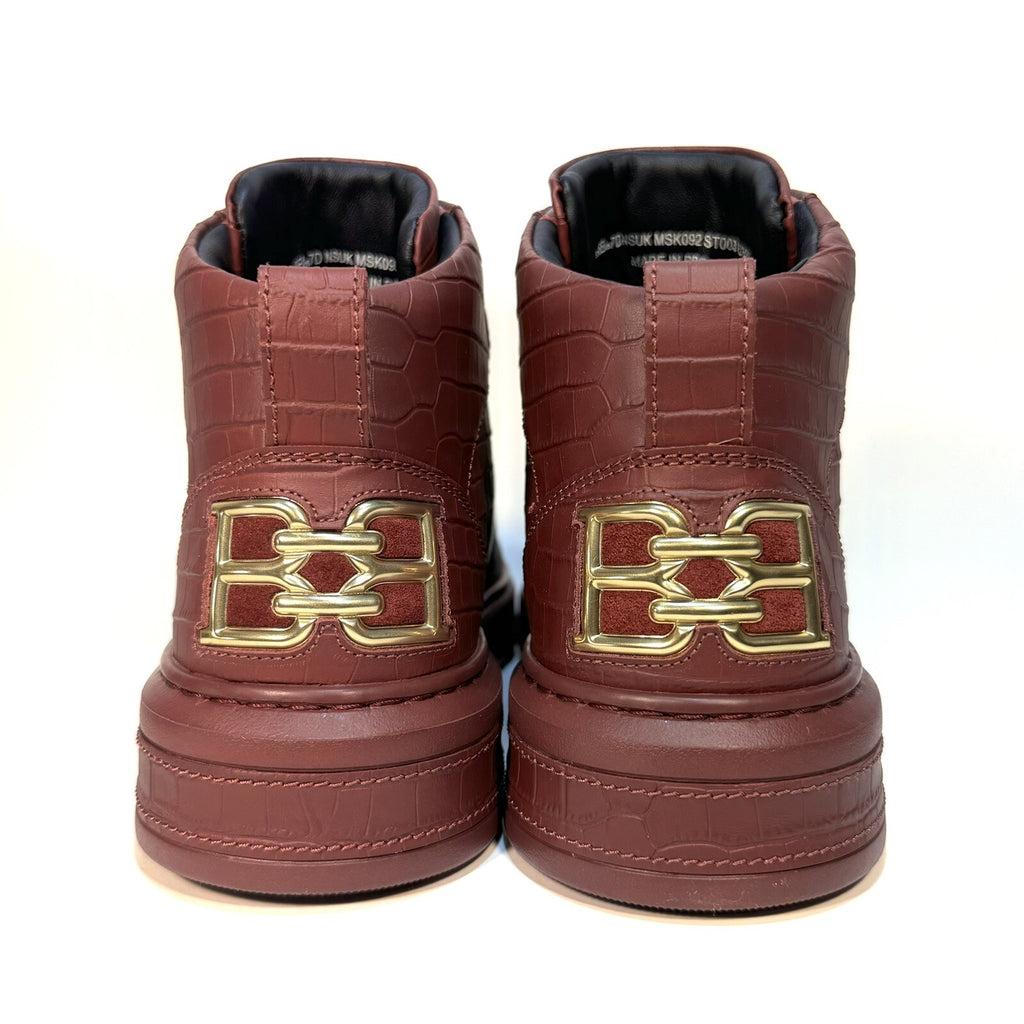 BALLY Mens Meson Croc Embossed Leather Mid Top Sneakers Heritage Red 7 MSRP $720