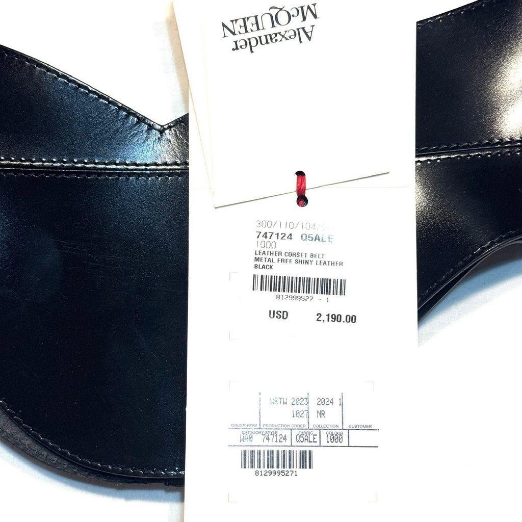 ALEXANDER MCQUEEN Womens Calf Leather Corset Belt Black (MSRP $2,190)