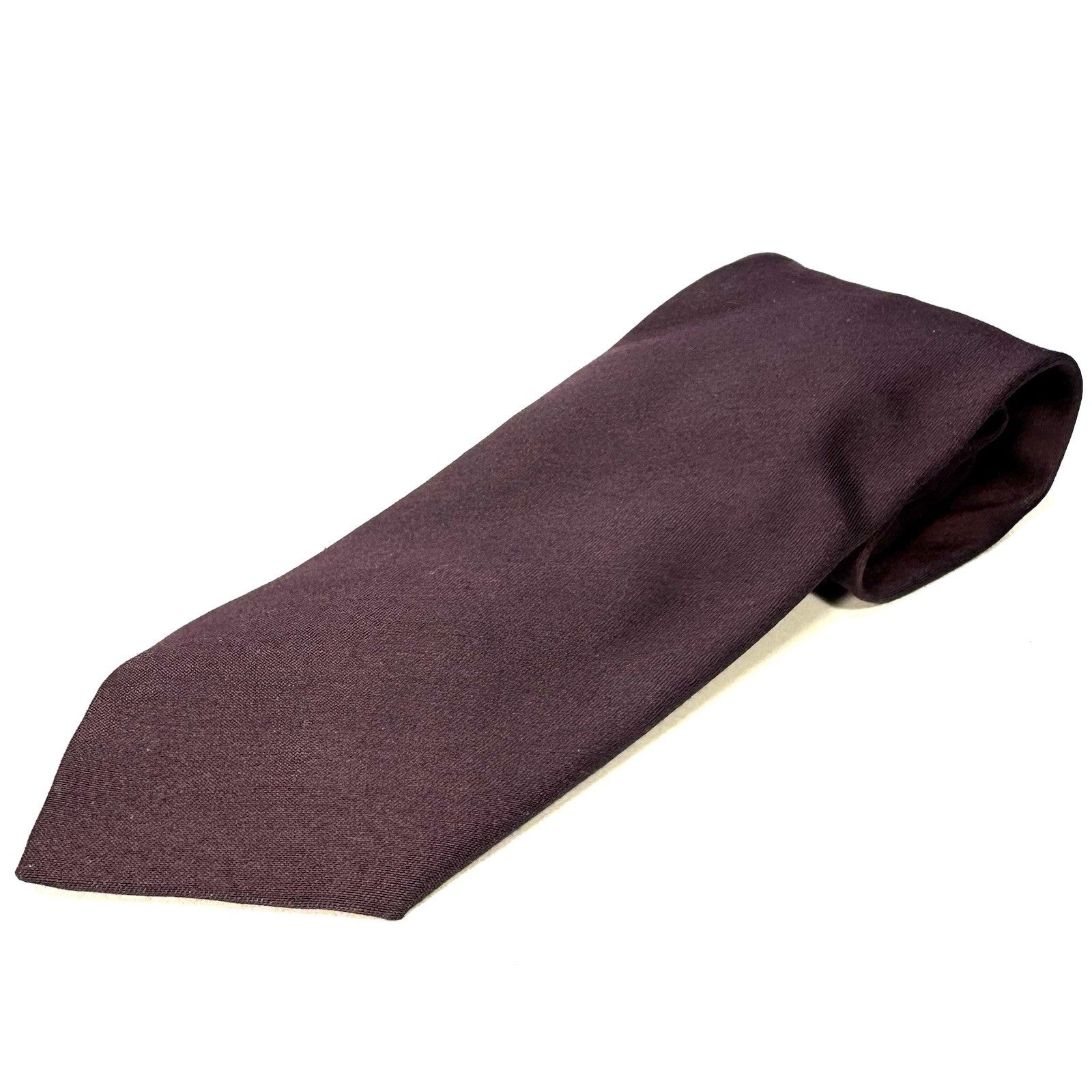 REISS Mens Molat Wool Blend Twill Neck Tie Dark Plum Burgundy (MSRP $95)