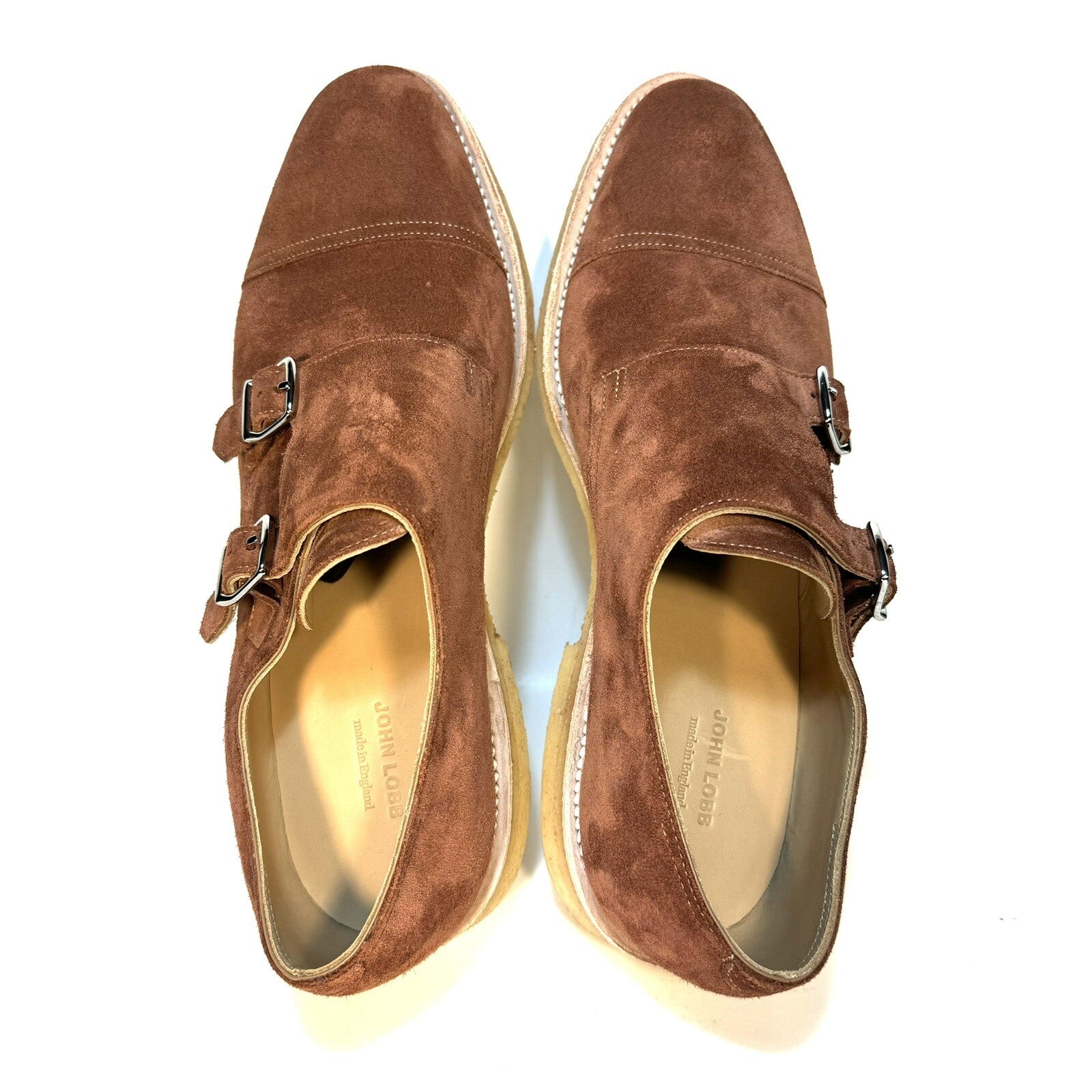 JOHN LOBB Mens William Crepe Suede Monkstrap Shoes Terracotta 7.5 (MSRP $1,780)