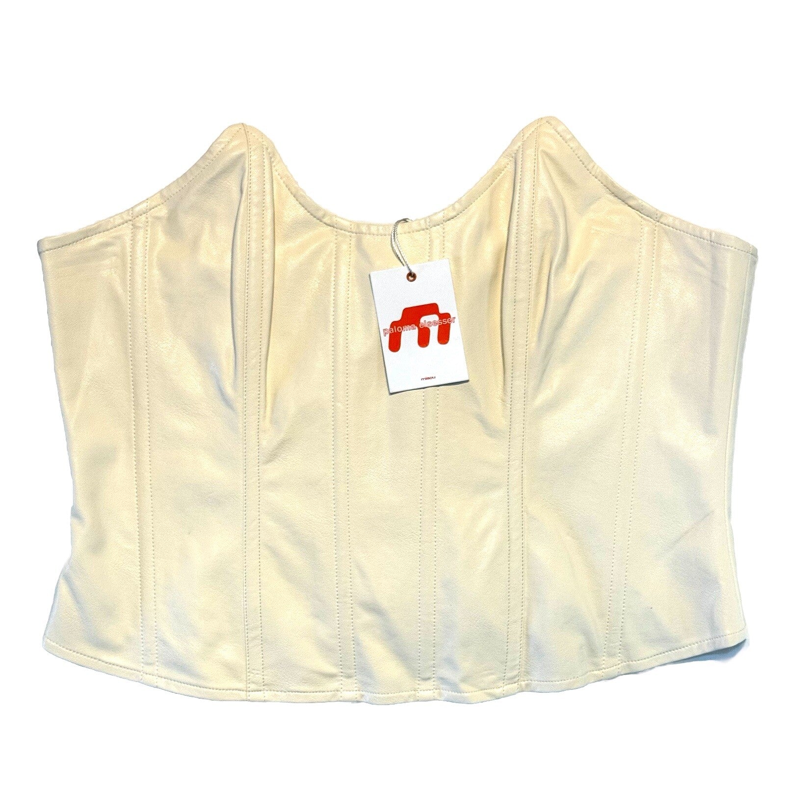 MIAOU x Paloma Elsesser Leia Faux Leather Corset Top Ivory Creme (MSRP $225)