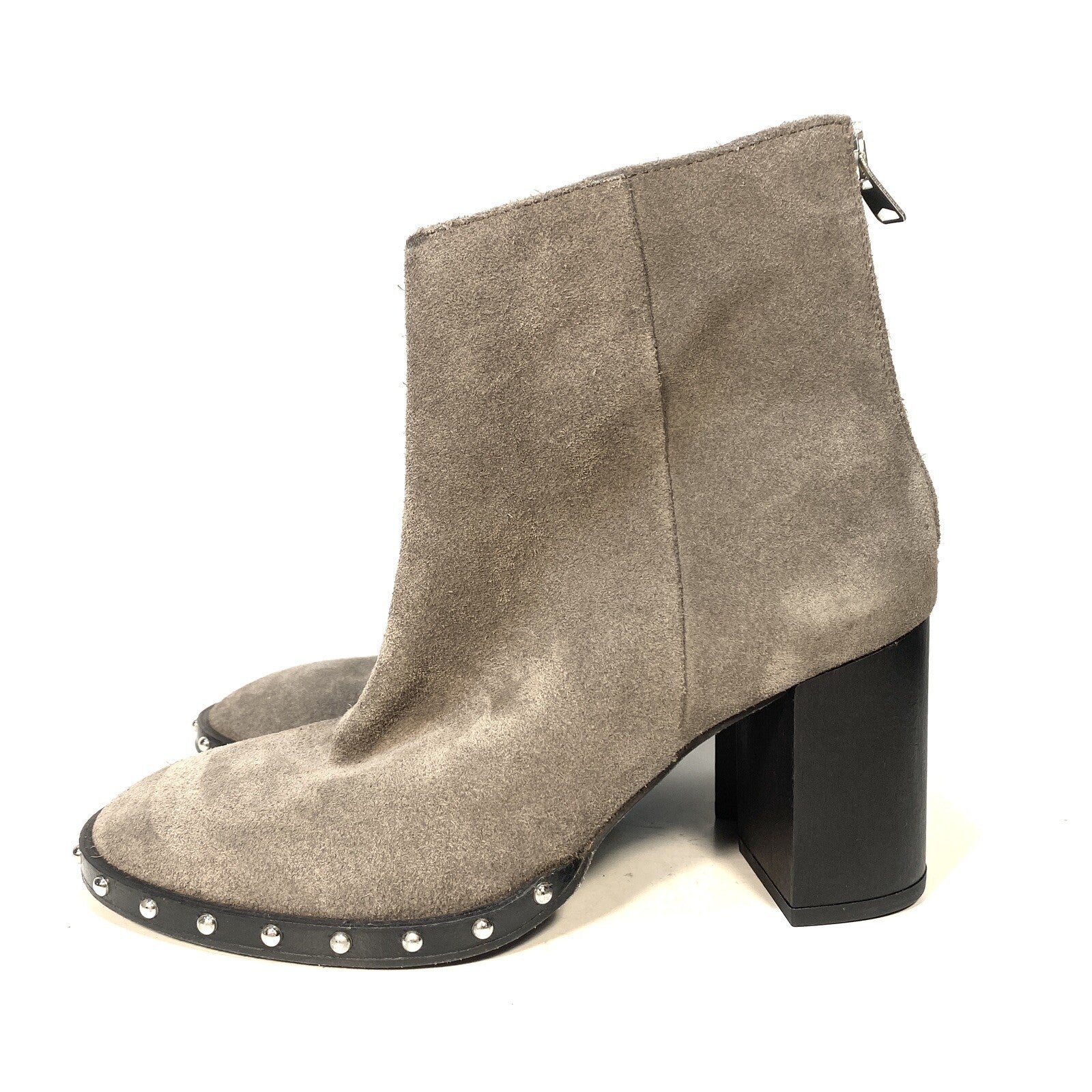 ALL SAINTS Womens Inez Suede Leather Zip Heeled Ankle Boots Grey 36 (MSRP $328)