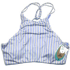 PRANA Womens Onyx Bay Bikini Swim Top Morning Glory Lines Stripe Blue (MSRP $65)