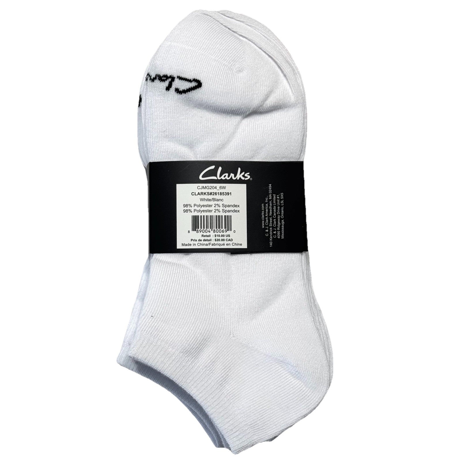 CLARKS Mens Essential Ankle Socks White 6 Pairs