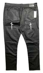 RtA Mens Bryant Coated Dagger Embroidered Jeans Black 42 (MSRP $298)