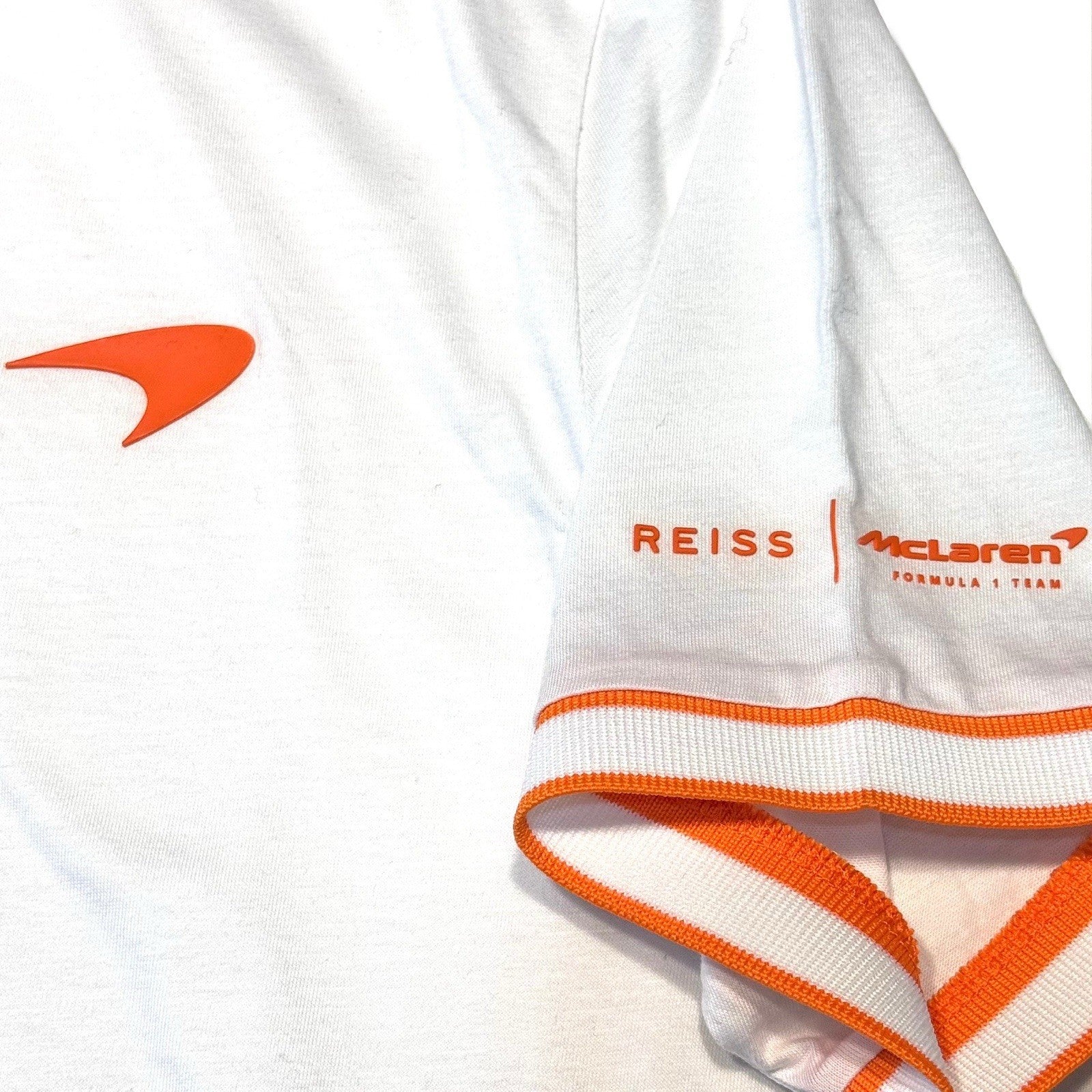 REISS x McLaren Mens Crypto Formula 1 Logo Uniform Polo Shirt White (MSRP $160)