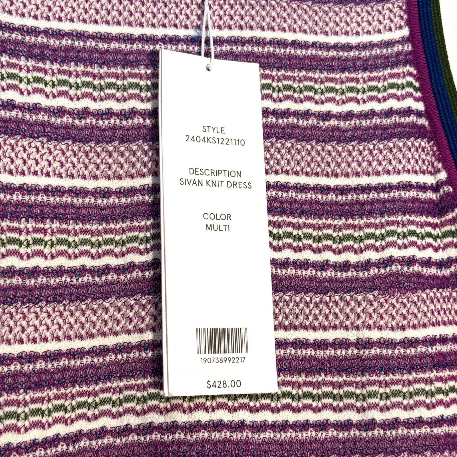 VERONICA BEARD Sivan Stripe Knit Sleeveless Sweater Dress Purple (MSRP $428)