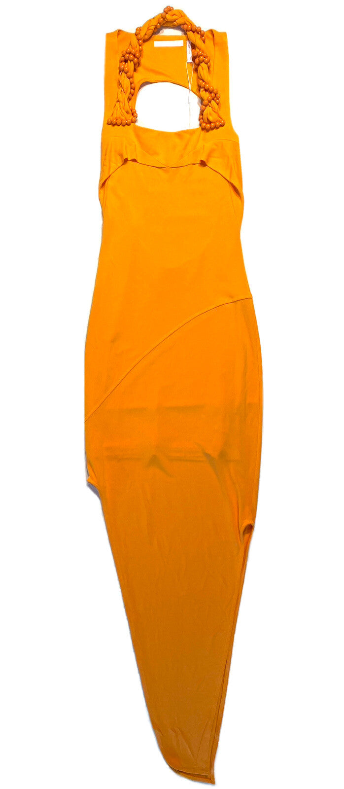 HELMUT LANG Viscose Jersey Twist Beads Long Dress Apricot Orange (MSRP $425)