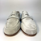 JOHN LOBB Mens Hendra Suede Leather Slip On Loafers Mist Grey 10 (MSRP $1,190)