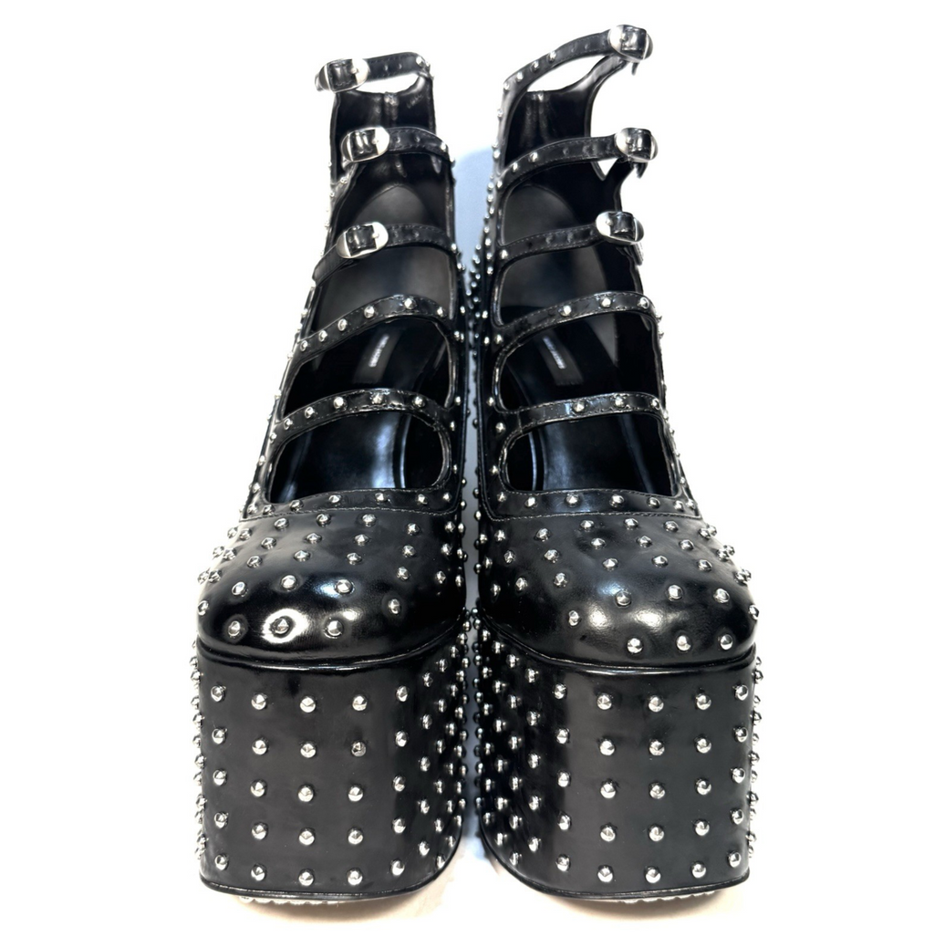 MARC JACOBS The Kiki Ankle Platform Studded Leather Boots Black (MSRP $650)