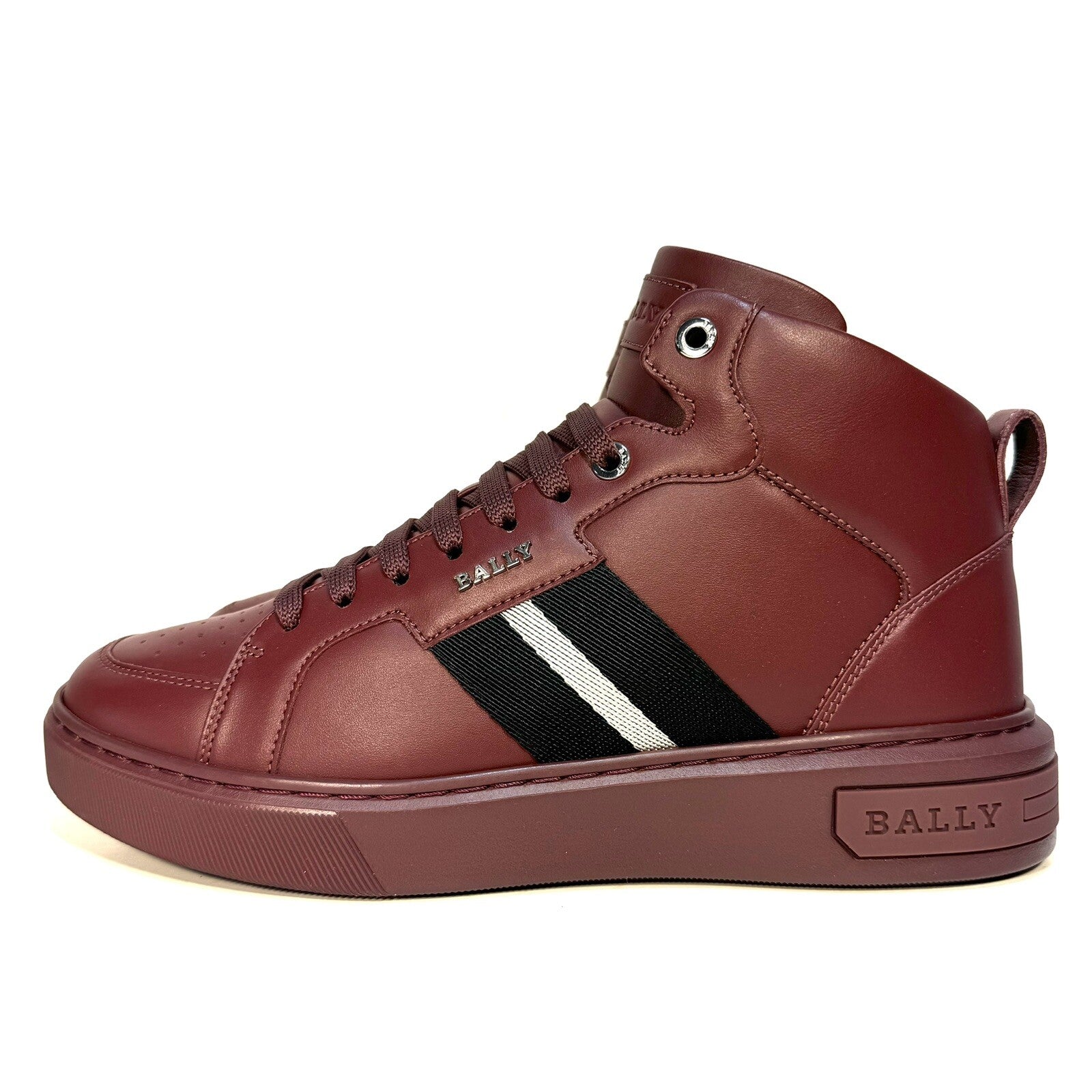 BALLY Mens Myles Calf Leather Mid Top Sneakers Heritage Red (MSRP $590)