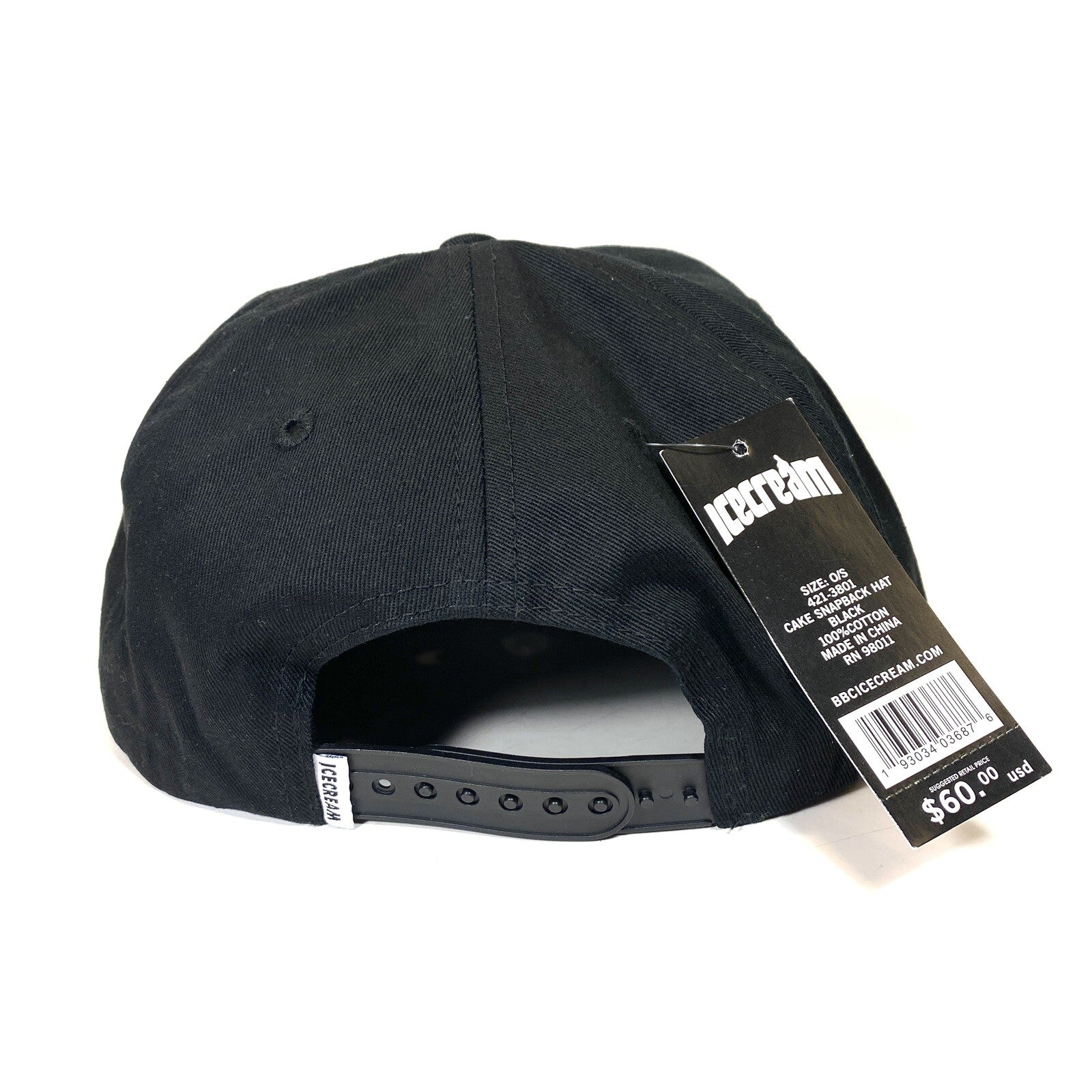 ICE CREAM Billionaire Boys Club Cake Cones Logo Snapback Hat Black (MSRP $60)