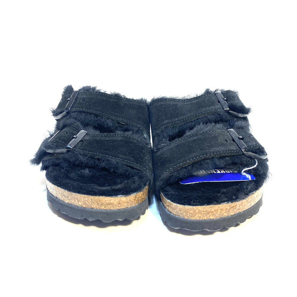 BIRKENSTOCK Womens Arizona Shearling Fur Sandals Narrow Black 36 (MSRP $150)