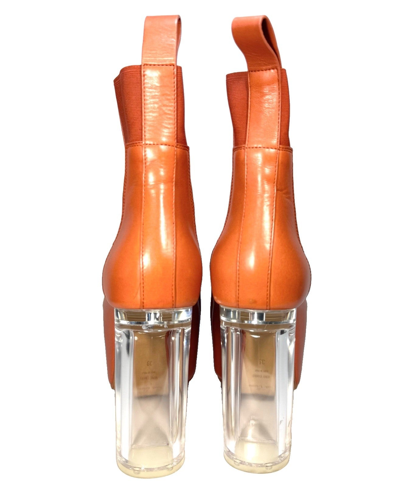 RICK OWENS Womens Grilled Kiss Platform Heel Boots Orange 39 (MSRP $1,970)