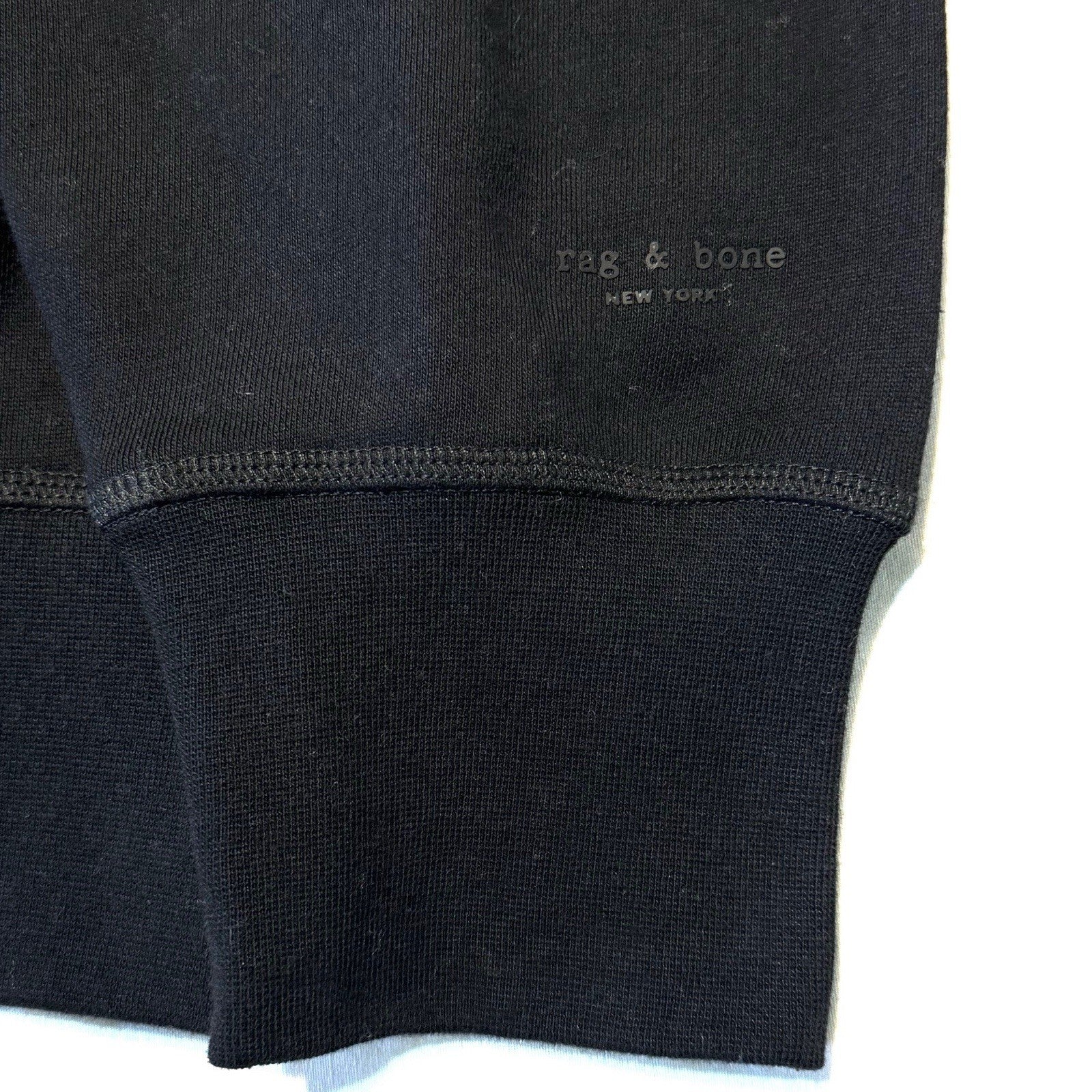 RAG & BONE Mens Logo Sleeve Cotton Hoodie Sweatshirt Black (MSRP $275)
