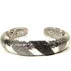 JOHN HARDY Womens .925 Silver Black Sapphire Spinel Hammered Cuff L -MSRP $1,650